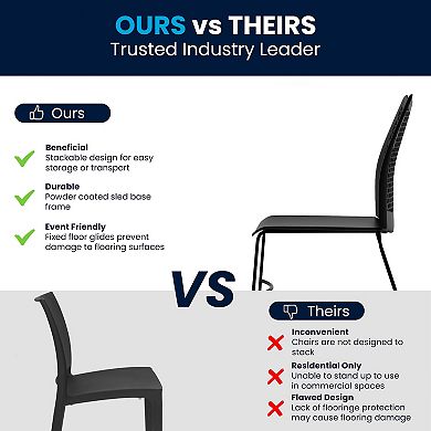 Emma and Oliver Home and Office Navy Sled Base Stack Chair with Air-Vent Back - Guest Chair