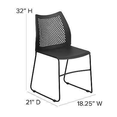 Emma and Oliver Home and Office Navy Sled Base Stack Chair with Air-Vent Back - Guest Chair