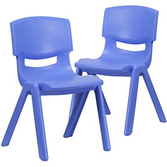 Emma and Oliver 2 Pack Red Plastic Stackable School Chair with 15.5"H Seat