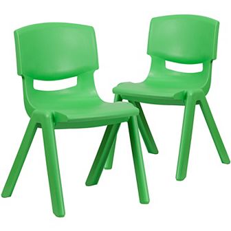 Emma and Oliver 2 Pack Red Plastic Stackable School Chair with 15.5"H Seat