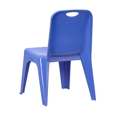 Emma and Oliver 4 Pack Plastic Stack School Chair with Carrying Handle and 11" Seat Height