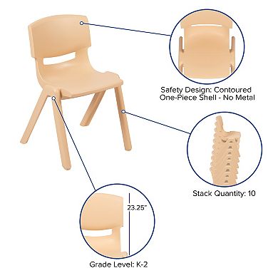 Emma and Oliver 4 Pack Green Plastic Stack School Chair with 13.25"H Seat, K-2 School Chair