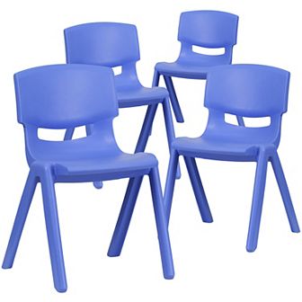 Emma and Oliver 4 Pack Green Plastic Stack School Chair with 13.25"H Seat, K-2 School Chair