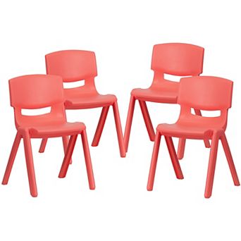 Emma and Oliver 4 Pack Green Plastic Stack School Chair with 13.25"H Seat, K-2 School Chair