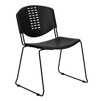 Emma and Oliver 400 lb. Capacity Black Plastic Stack Office Side Chair