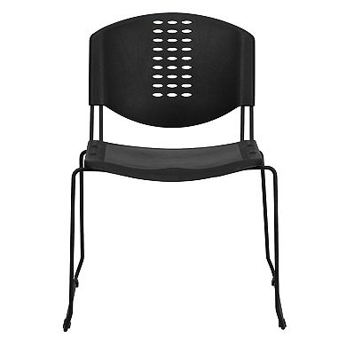 Emma and Oliver 400 lb. Capacity Black Plastic Stack Office Side Chair