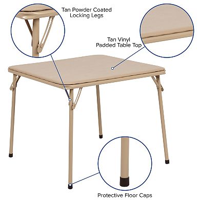 Emma and Oliver Kids Tan 3 Piece Folding Activity Table and Chair Set