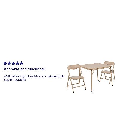 Emma and Oliver Kids Tan 3 Piece Folding Activity Table and Chair Set