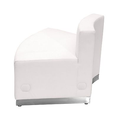 Emma and Oliver White LeatherSoft Convex Chair with Brushed Stainless Steel Base