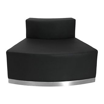 Emma and Oliver Black LeatherSoft Convex Chair with Brushed Stainless Steel Base