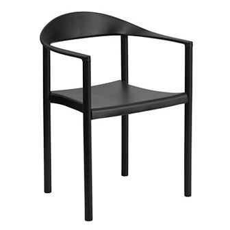 Emma and Oliver 1000 lb. Capacity Black Plastic Cafe Stack Chair