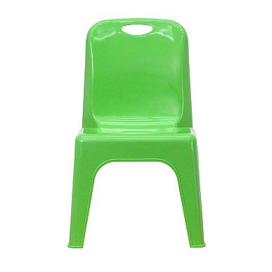 Emma and Oliver 2 Pack Plastic Stackable School Chair with Carrying Handle and 11"H Seat