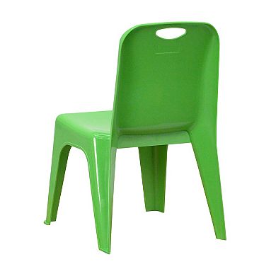 Emma and Oliver 2 Pack Plastic Stackable School Chair with Carrying Handle and 11"H Seat