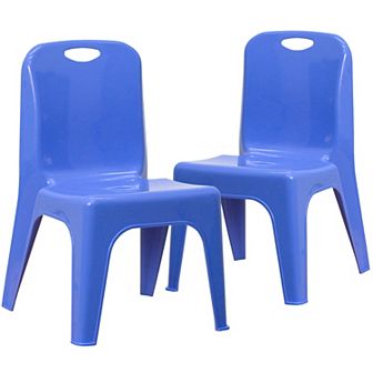 Emma and Oliver 2 Pack Plastic Stackable School Chair with Carrying Handle and 11"H Seat