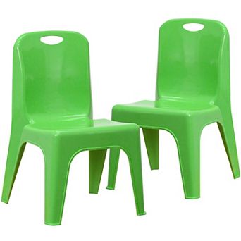Emma and Oliver 2 Pack Plastic Stackable School Chair with Carrying Handle and 11"H Seat