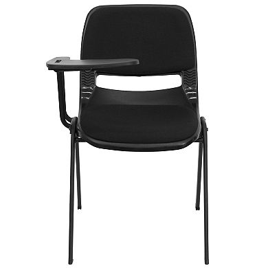 Emma and Oliver Black Padded Ergonomic Shell Chair with Left Handed Flip-Up Tablet Arm Desk