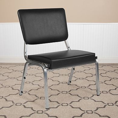 Emma and Oliver 1000 lb. Black Antimicrobial Fabric Bariatric Open Back Chair