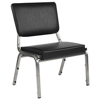 Emma and Oliver 1000 lb. Black Antimicrobial Fabric Bariatric Open Back Chair