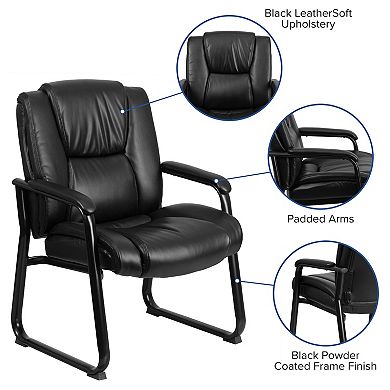 Emma and Oliver Reception Chairs Black LeatherSoft Side Chairs for Reception and Office
