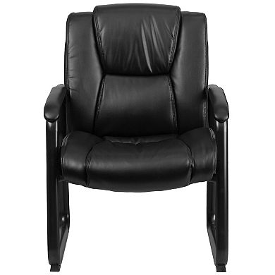 Emma and Oliver Reception Chairs Black LeatherSoft Side Chairs for Reception and Office