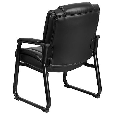 Emma and Oliver Reception Chairs Black LeatherSoft Side Chairs for Reception and Office
