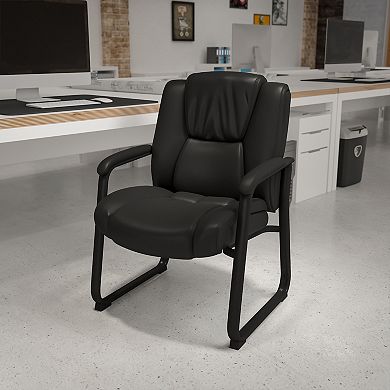 Emma and Oliver Reception Chairs Black LeatherSoft Side Chairs for Reception and Office