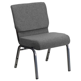 Emma and Oliver 21"W Stacking Church Chair in Black Fabric - Silver Vein Frame