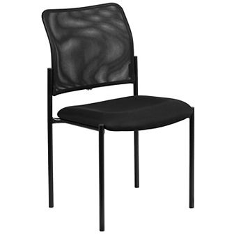 Emma and Oliver Comfort Black Mesh Stackable Steel Side Chair