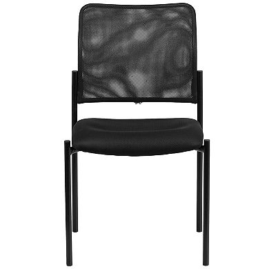 Emma and Oliver Comfort Black Mesh Stackable Steel Side Chair