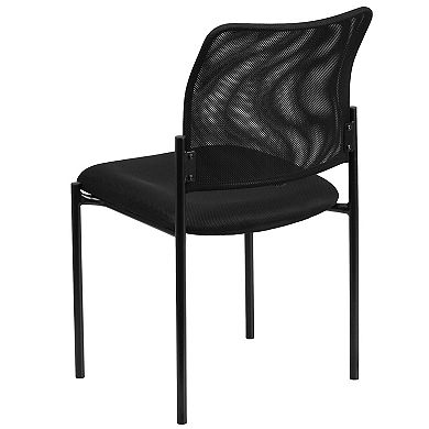 Emma and Oliver Comfort Black Mesh Stackable Steel Side Chair