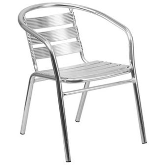 Emma and Oliver Heavy Duty Aluminum Indoor-Outdoor Stack Chair w/ Triple Slat Back