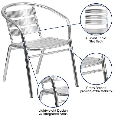 Emma and Oliver Heavy Duty Aluminum Indoor-Outdoor Stack Chair w/ Triple Slat Back