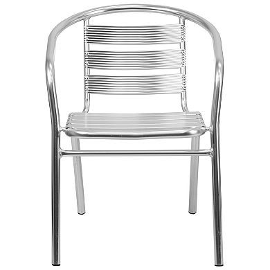 Emma and Oliver Heavy Duty Aluminum Indoor-Outdoor Stack Chair w/ Triple Slat Back