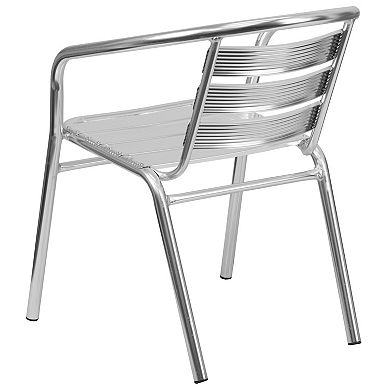 Emma and Oliver Heavy Duty Aluminum Indoor-Outdoor Stack Chair w/ Triple Slat Back