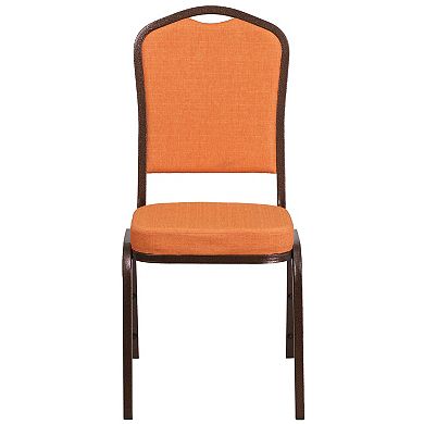 Emma and Oliver Crown Back Banquet Chair, Beige Patterned Fabric/Gold Frame