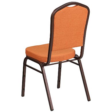 Emma and Oliver Crown Back Banquet Chair, Beige Patterned Fabric/Gold Frame
