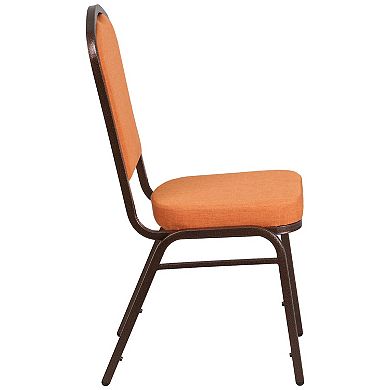 Emma and Oliver Crown Back Banquet Chair, Beige Patterned Fabric/Gold Frame