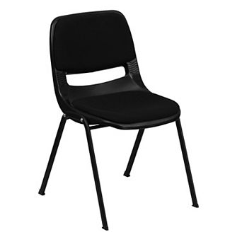 Emma and Oliver Black Padded Ergonomic Shell Student Stack Chair - Classroom / Guest Chair