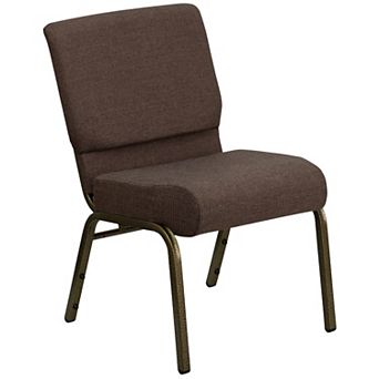 Emma and Oliver Stacking Auditorium Chair with 21" Seat - Brown Fabric/Silver Vein Frame