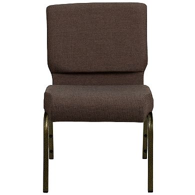 Emma and Oliver Stacking Auditorium Chair with 21" Seat - Brown Fabric/Silver Vein Frame