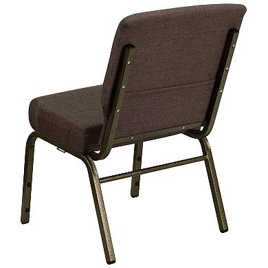 Emma and Oliver Stacking Auditorium Chair with 21" Seat - Brown Fabric/Silver Vein Frame