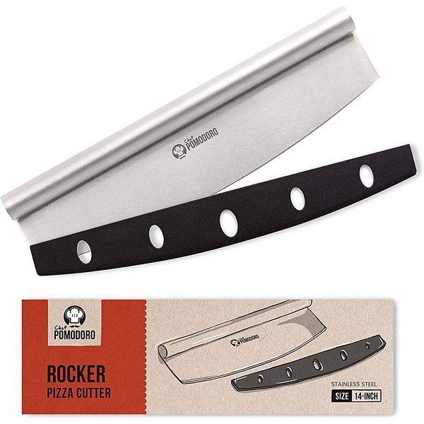 GI Metal AC-MZP 19 Double Polymer Handle Stainless Steel Pizza Rocker Knife