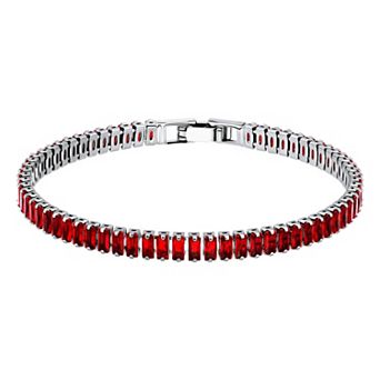 Aleure Precioso Sterling Silver Plated Crystal Tennis Bracelet