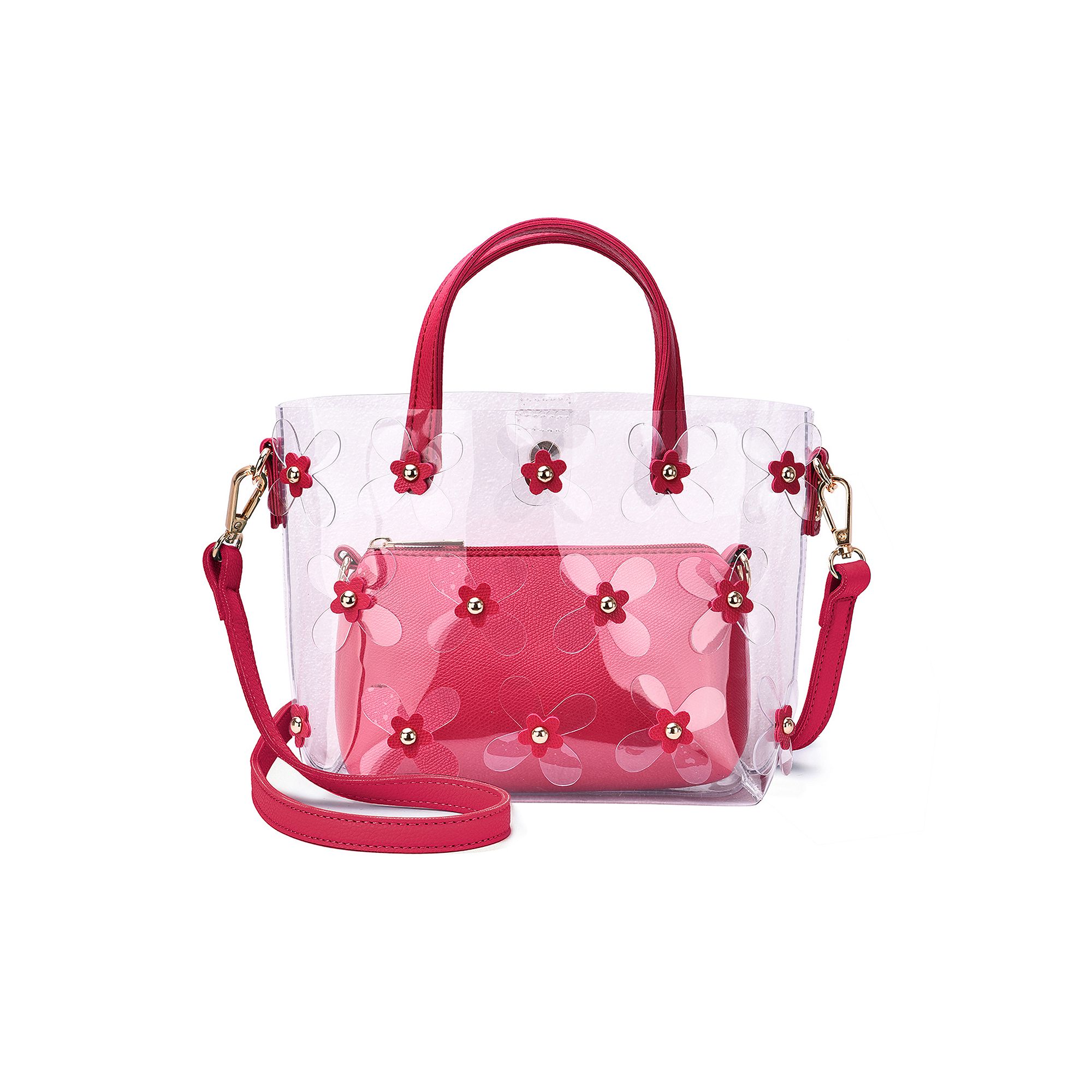 Mellow World Oralie Transparent Crossbody Bag, Raspberry
