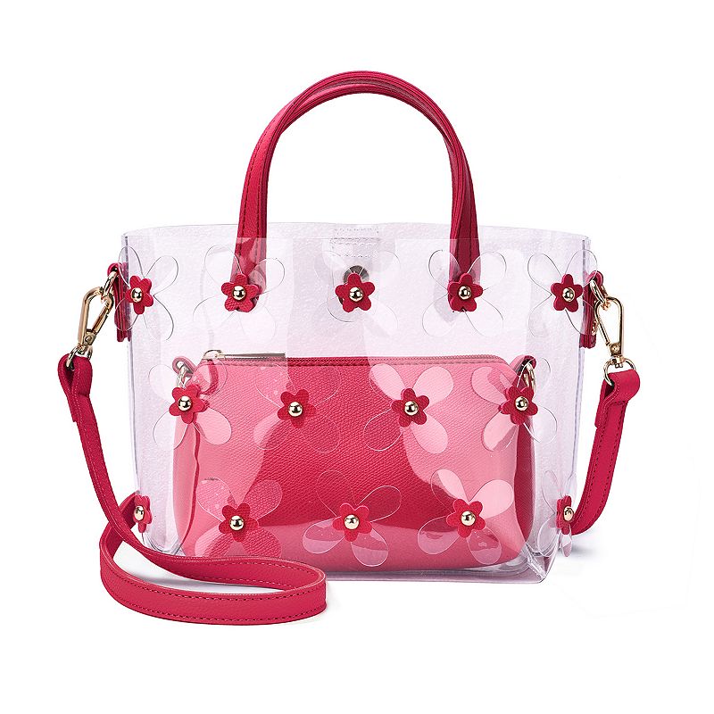 Mellow World Oralie Transparent Crossbody Bag, Raspberry