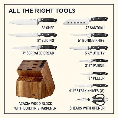 Chicago Cutlery Insignia Classic 18-pc Knife Set with Block and Built-In Sharpener