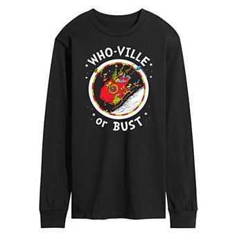 Men's Dr. Seuss Grinch Who-ville or Bust Long Sleeve Tee