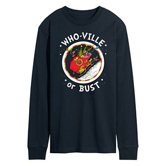 Men's Dr. Seuss Grinch Who-ville or Bust Long Sleeve Tee
