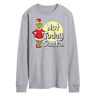 Men's Dr. Seuss Grinch Not Today Santa Long Sleeve Tee