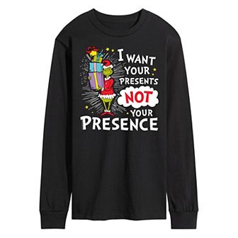 Men's Dr. Seuss Grinch I Want Your Presents Long Sleeve Tee